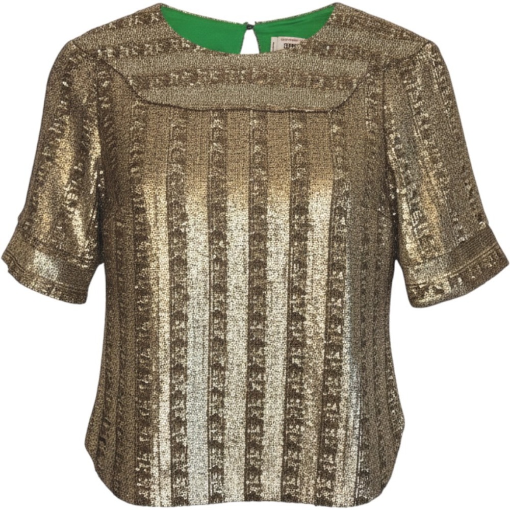Zadig & Voltaire Toysse Bronze Sequin Top Gold Silk Blend Lining XS NEW $498